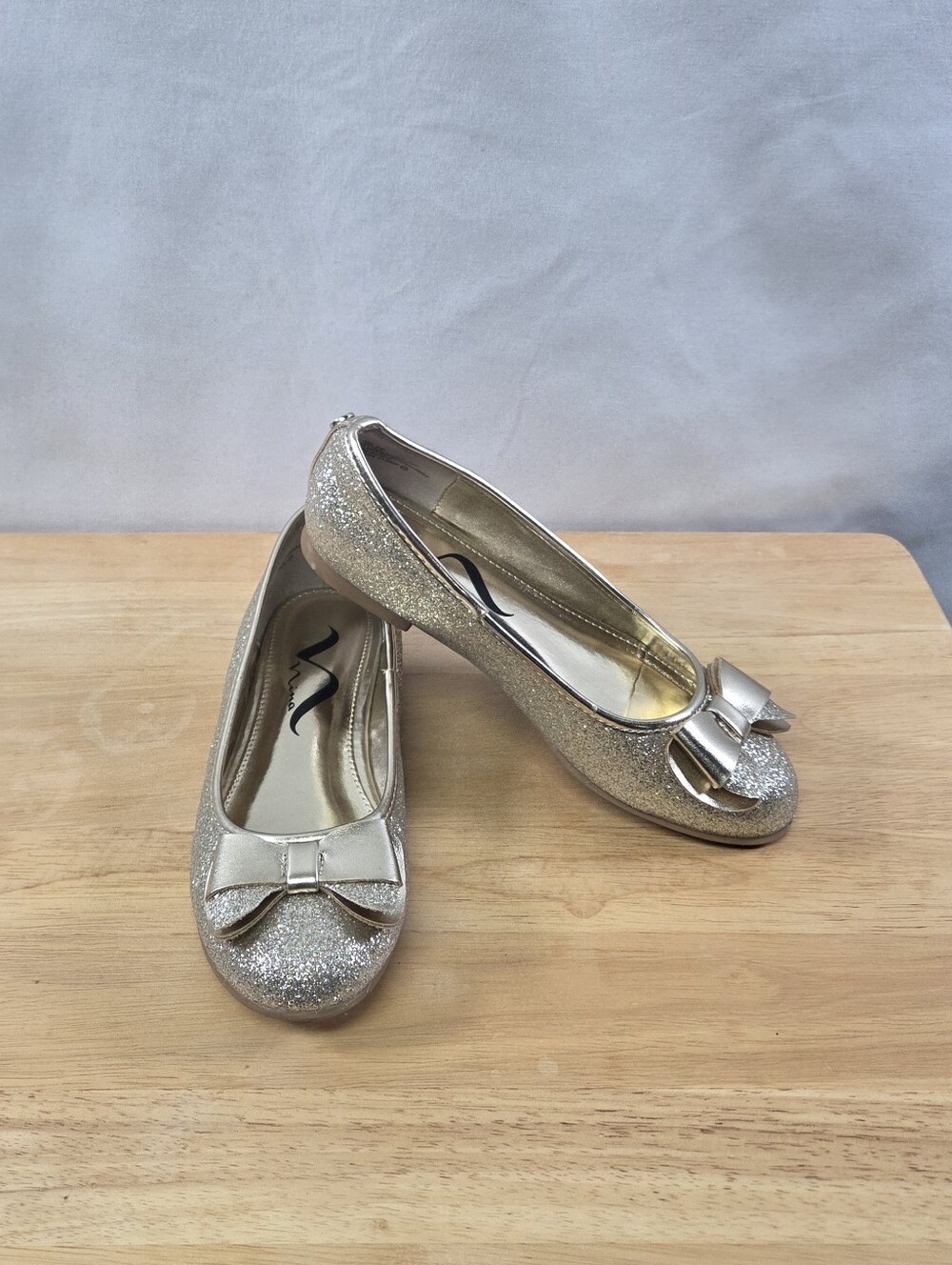 Nina Ballet Flats Size 1 Girls Glitter Bow